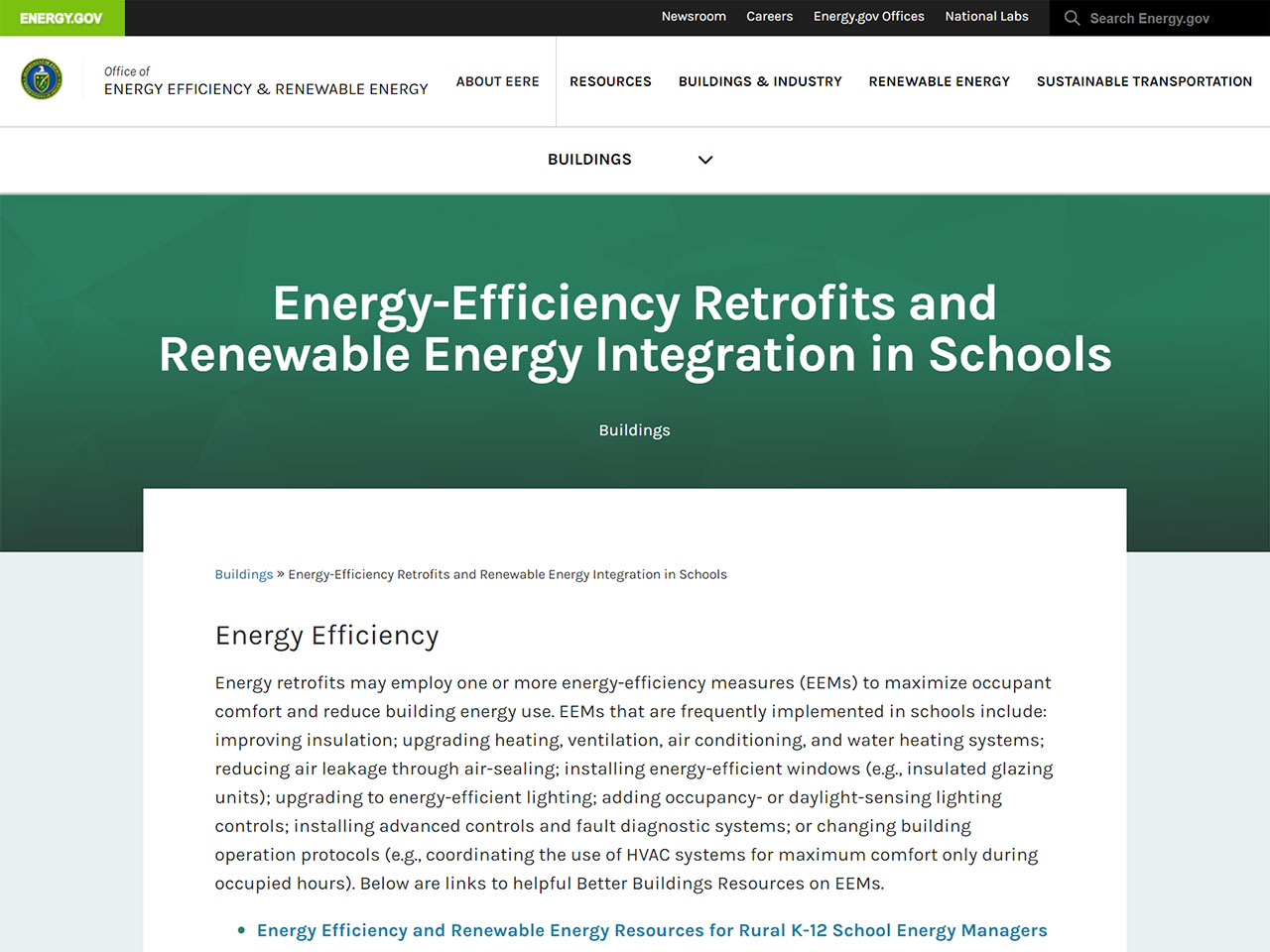 Office of Energy Efficiency & Renewables Energy