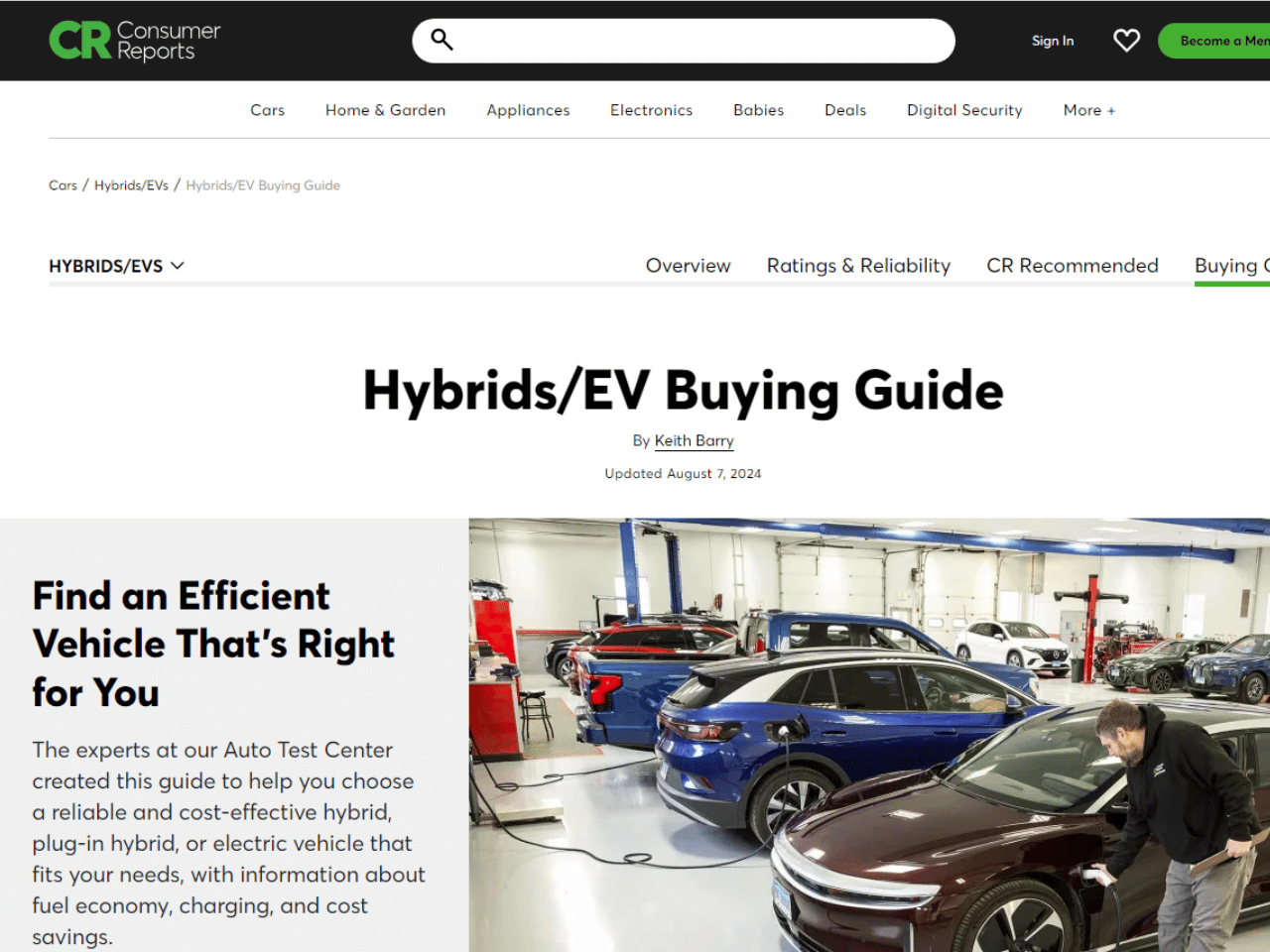 Consumer Reports - HybridsEV Buying Guide