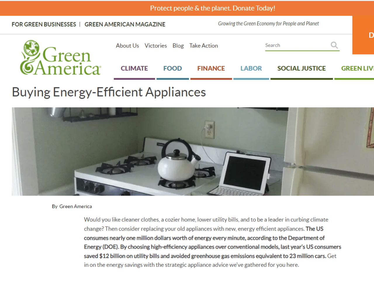 Green America - Buying Energy Efficient Appliances