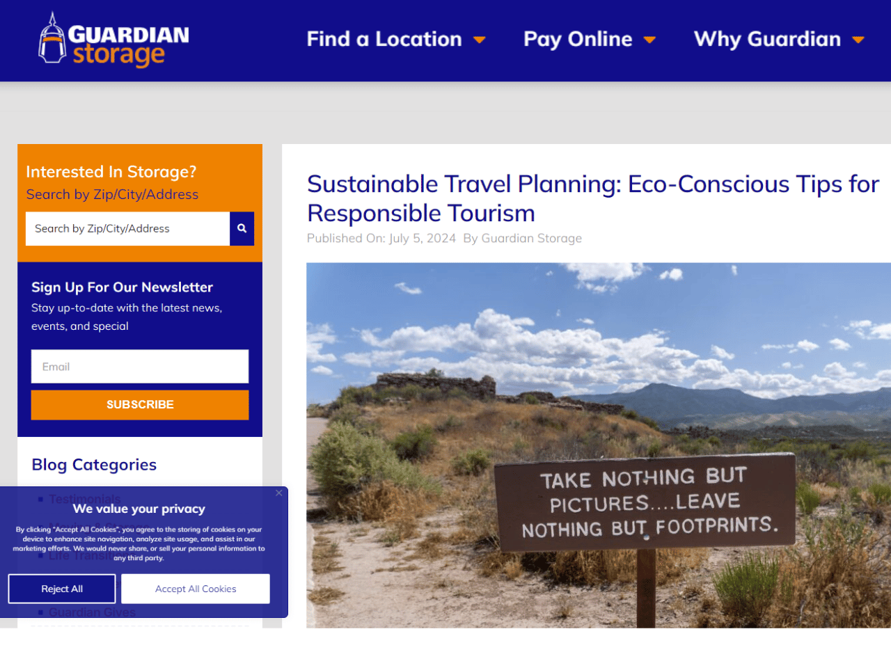 Guardian Storage - Sustainable Travel Planning Eco-Conscious Tips for Responsible Tourism